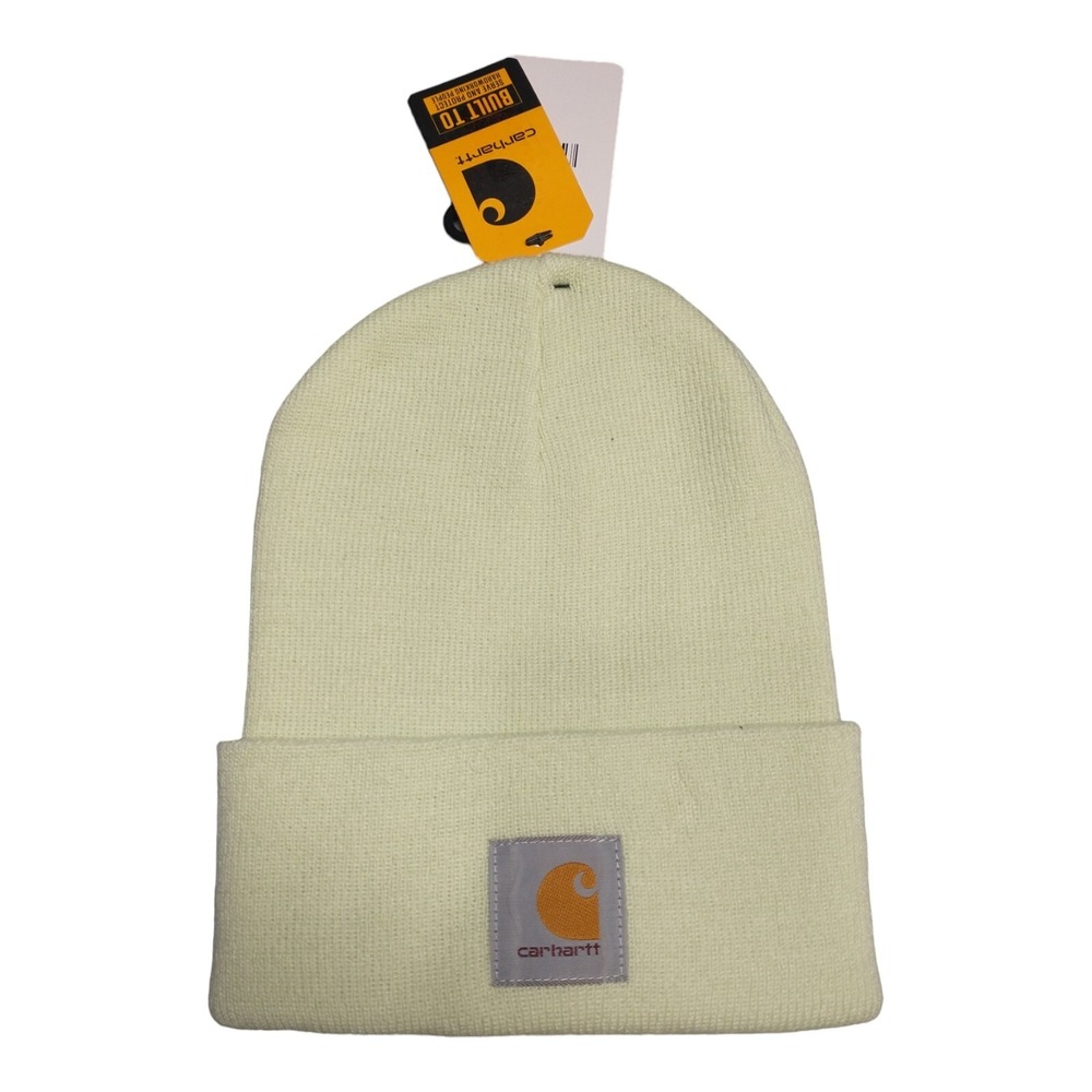 Carhartt Beanie Cuffed Hat Men's One Size Green Acrylic Knit Ear‎ Warmer A18GB4
